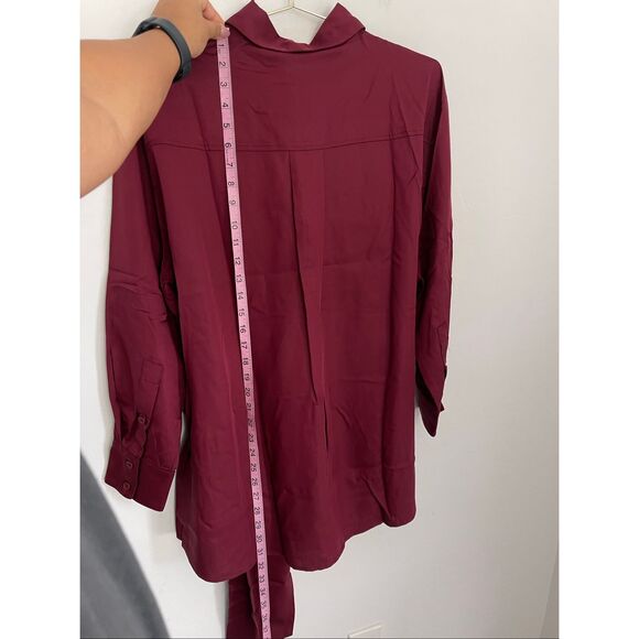 PIXIE MARKET Asymmetrical Tencel Tunic Button Down Shirt Size Small NWT - Picture 4 of 5